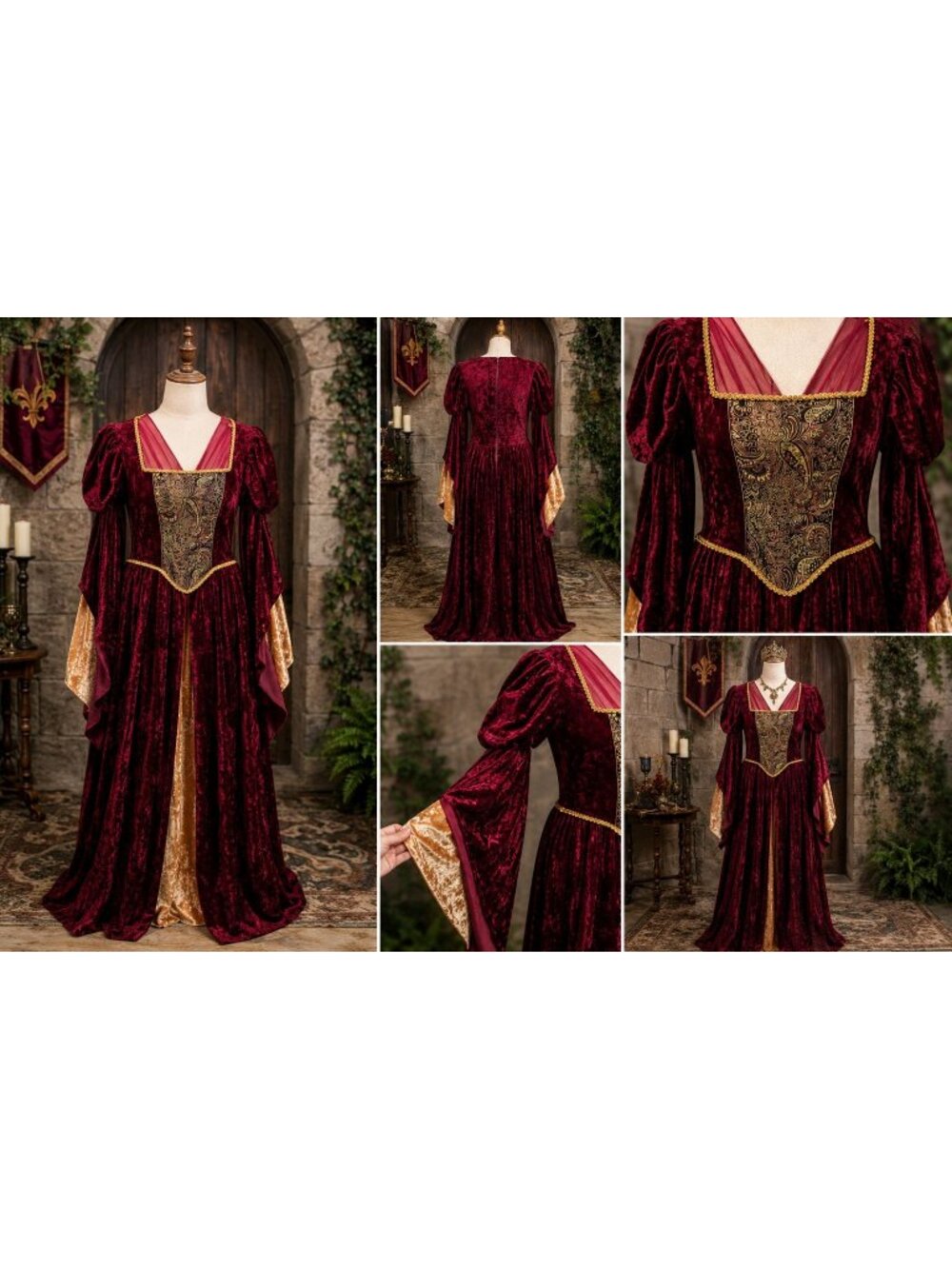 InCharacter Renaissance Princess Costume Dress Womens Medium Burgundy Velvet Med